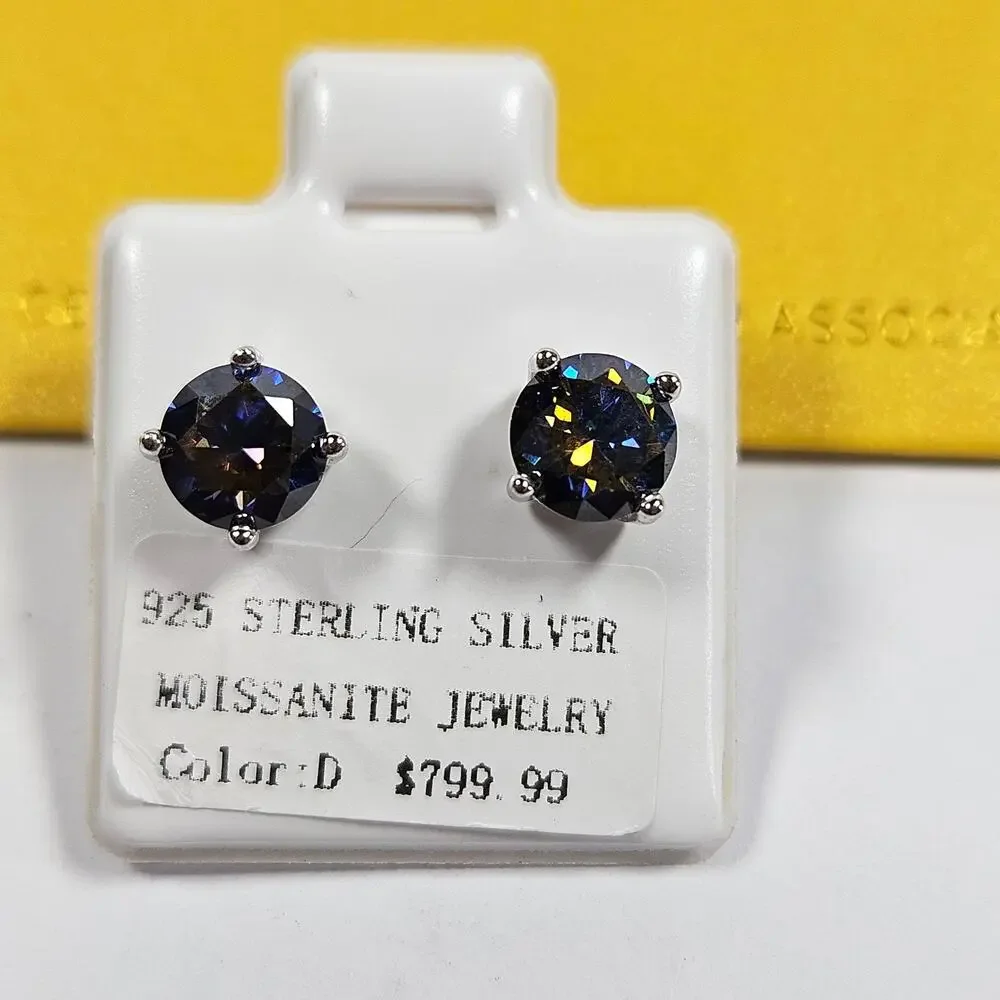 6mm D Color Moissanite Stud Earrings 925 Sterling Silver GRA Certified